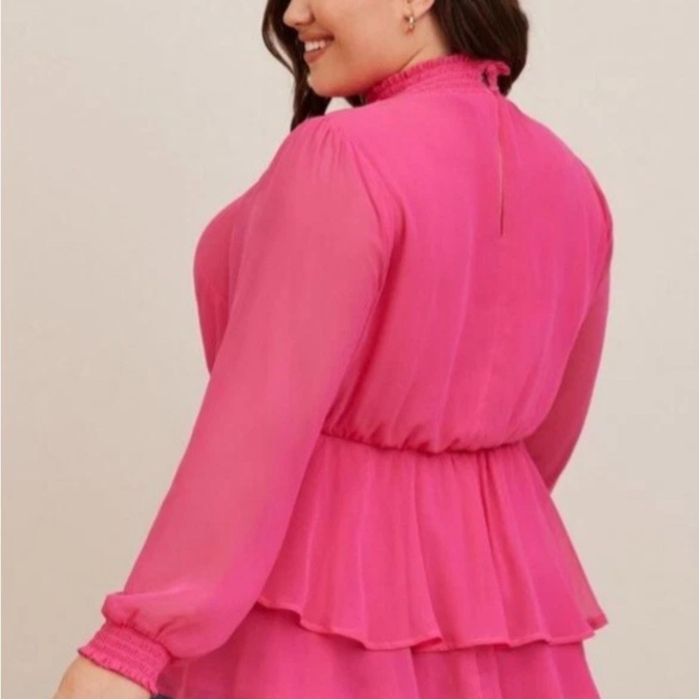 Torrid Pink Ruffle Blouse size 4 - Picture 3 of 6